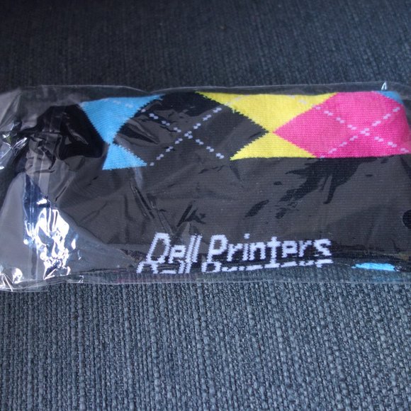 Dell Printers Argyle Socks *Brand New In Plastic Never Worn* - Picture 2 of 2